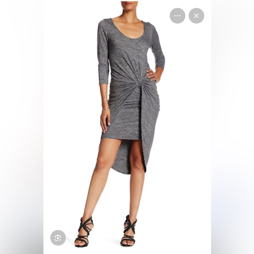 Heather Gray Asymmetrical Knot Dress